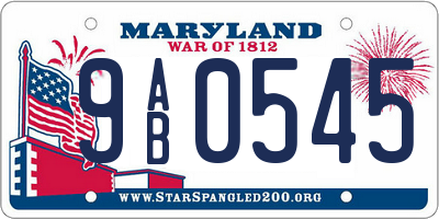 MD license plate 9AB0545