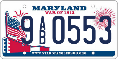 MD license plate 9AB0553
