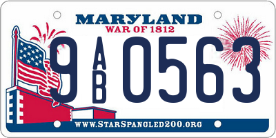 MD license plate 9AB0563
