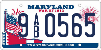 MD license plate 9AB0565