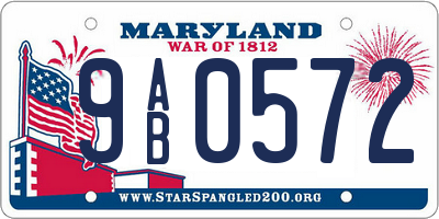 MD license plate 9AB0572