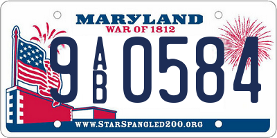 MD license plate 9AB0584