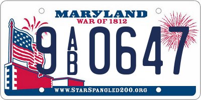 MD license plate 9AB0647