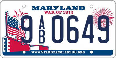 MD license plate 9AB0649