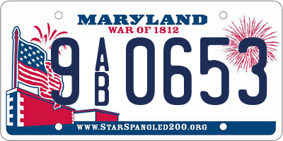 MD license plate 9AB0653