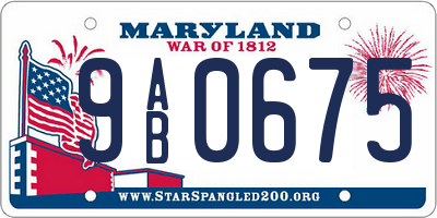 MD license plate 9AB0675