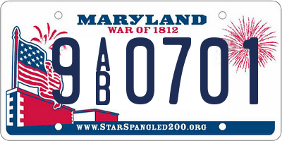 MD license plate 9AB0701