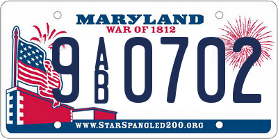 MD license plate 9AB0702