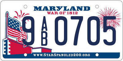 MD license plate 9AB0705