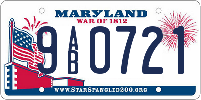 MD license plate 9AB0721