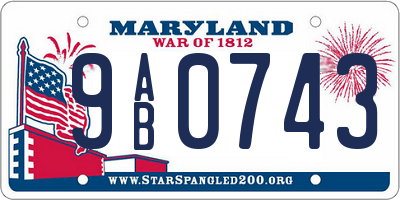 MD license plate 9AB0743