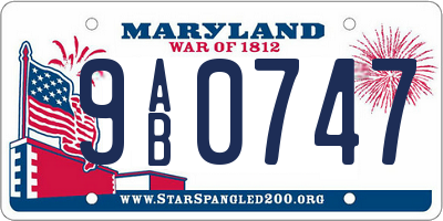 MD license plate 9AB0747
