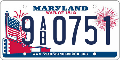 MD license plate 9AB0751