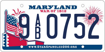 MD license plate 9AB0752