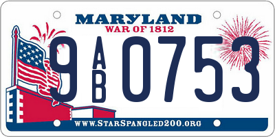 MD license plate 9AB0753