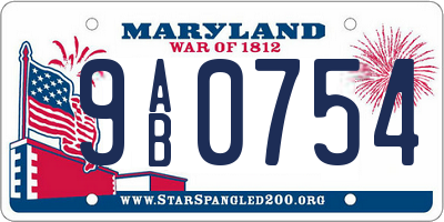 MD license plate 9AB0754