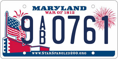 MD license plate 9AB0761
