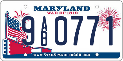 MD license plate 9AB0771