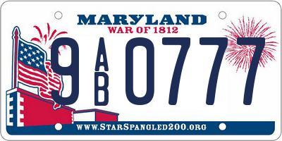 MD license plate 9AB0777