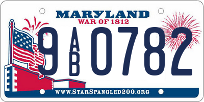 MD license plate 9AB0782