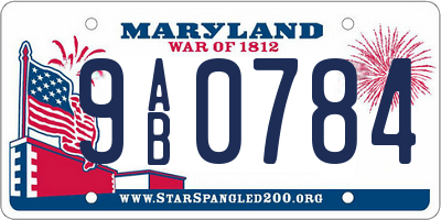 MD license plate 9AB0784