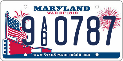 MD license plate 9AB0787