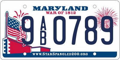 MD license plate 9AB0789