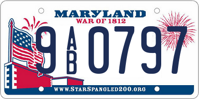 MD license plate 9AB0797