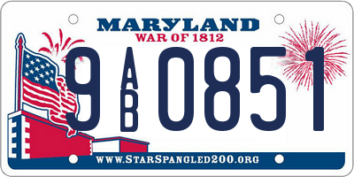 MD license plate 9AB0851
