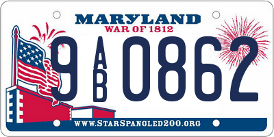 MD license plate 9AB0862