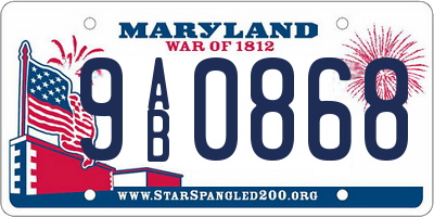 MD license plate 9AB0868