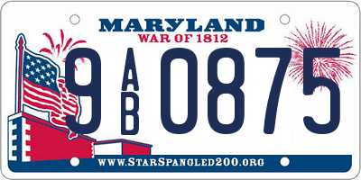 MD license plate 9AB0875