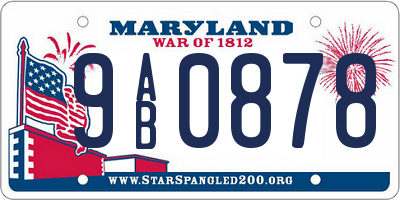 MD license plate 9AB0878