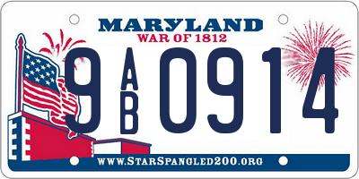 MD license plate 9AB0914