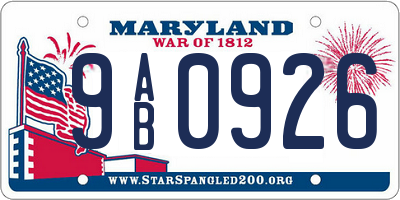 MD license plate 9AB0926