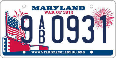 MD license plate 9AB0931