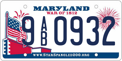 MD license plate 9AB0932