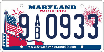 MD license plate 9AB0933
