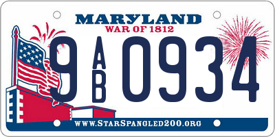 MD license plate 9AB0934