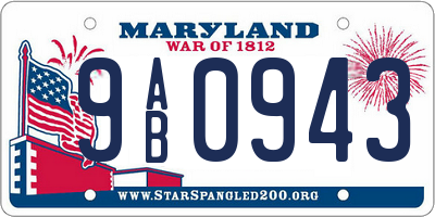 MD license plate 9AB0943