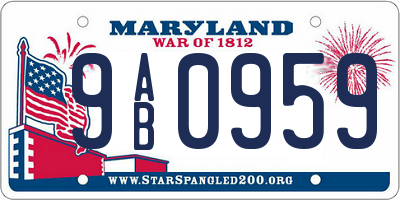 MD license plate 9AB0959