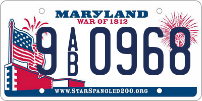 MD license plate 9AB0968