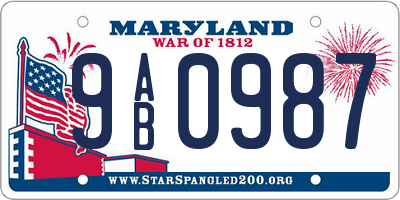 MD license plate 9AB0987