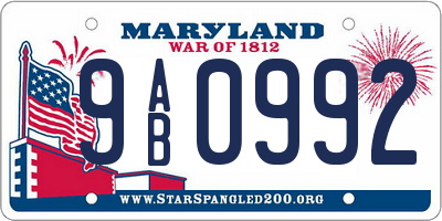 MD license plate 9AB0992