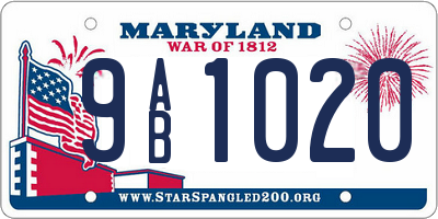 MD license plate 9AB1020