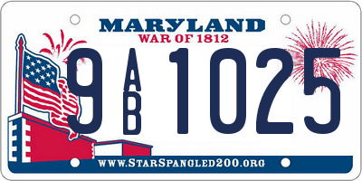 MD license plate 9AB1025