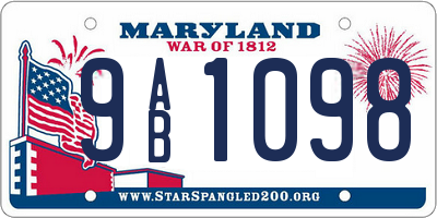 MD license plate 9AB1098