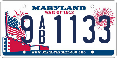 MD license plate 9AB1133