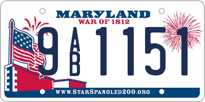MD license plate 9AB1151