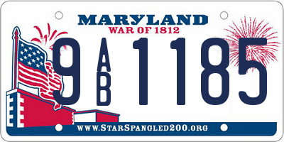 MD license plate 9AB1185